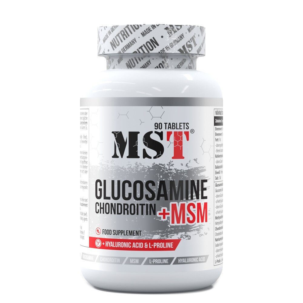 Препарат для суглобів і зв'язок MST Nutrition Glucosamine Chondroitin MSM Hyaluronic Acid L-Proline, 90 таблеток