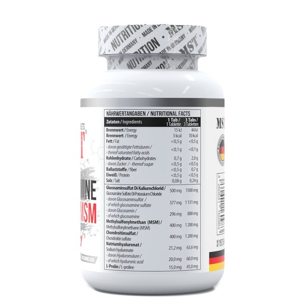 Препарат для суглобів і зв'язок MST Nutrition Glucosamine Chondroitin MSM Hyaluronic Acid L-Proline, 90 таблеток. Фото 2