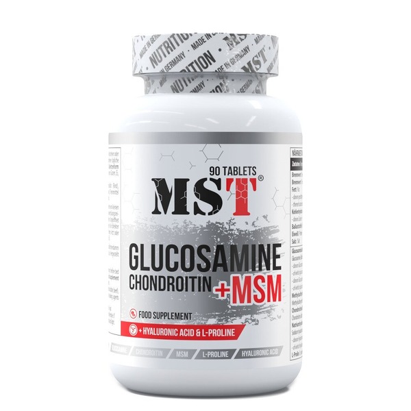 Препарат для суглобів і зв'язок MST Nutrition Glucosamine Chondroitin MSM Hyaluronic Acid L-Proline, 90 таблеток