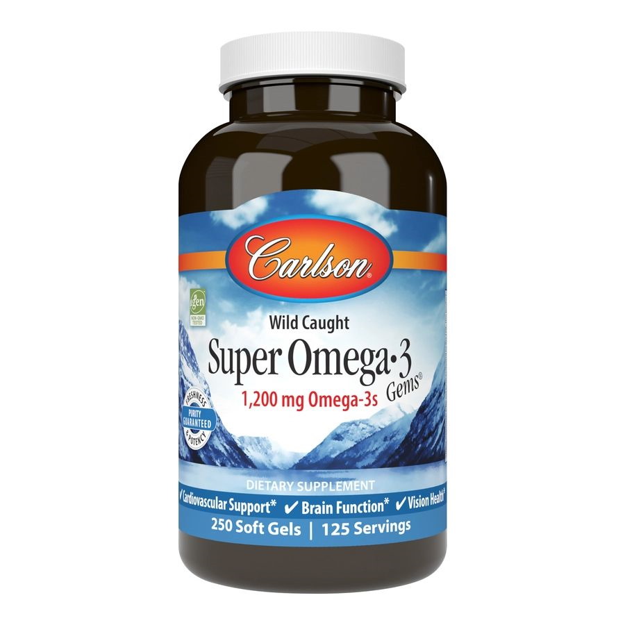 Жирні кислоти Carlson Labs Super Omega-3 Gems 1200 mg Wild Caught, 250 капсул