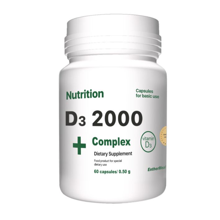 Вітаміни та мінерали EntherMeal D3 2000 Complex+, 60 капсул
