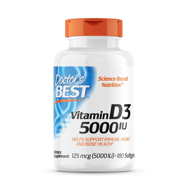 Вітаміни та мінерали Doctor's Best Vitamin D3 5000 IU, 360 капсул
