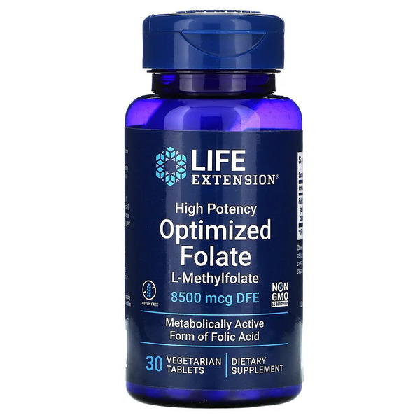 Витамины и минералы Life Extension Optimized Folate 8500 mcg High Potency, 30 таблеток - Стандартный