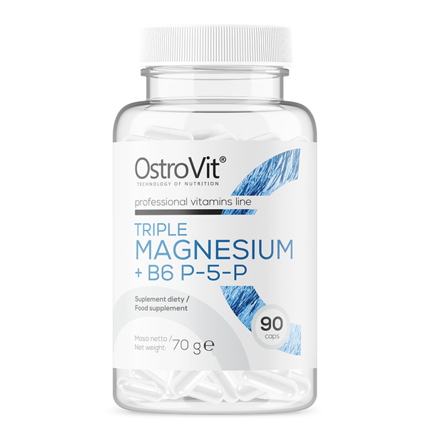 Вітаміни та мінерали OstroVit Triple Magnesium + B6 P-5-P, 90 капсул