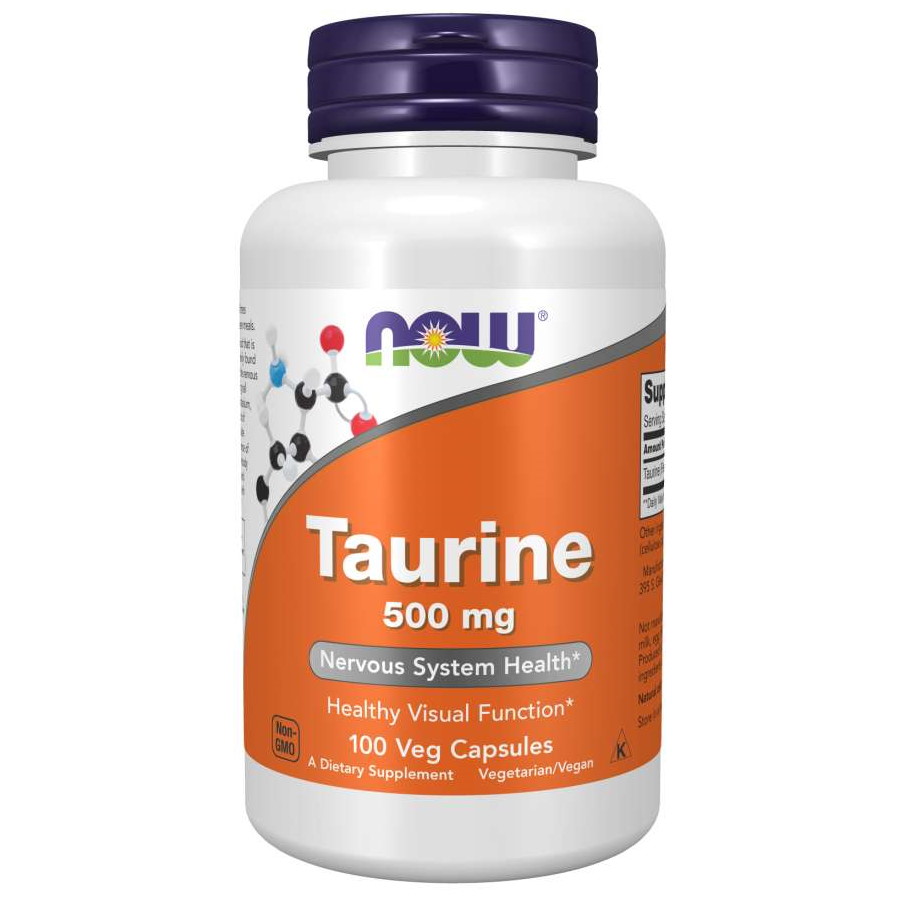 Аминокислота NOW Taurine 500 mg, 100 вегакапсул