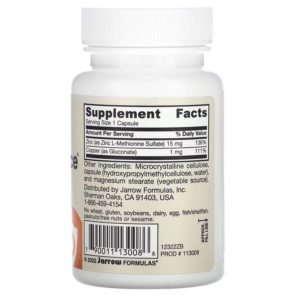 Вітаміни та мінерали Jarrow Formulas Vegan Zinc Balance, 100 капсул. Фото 2