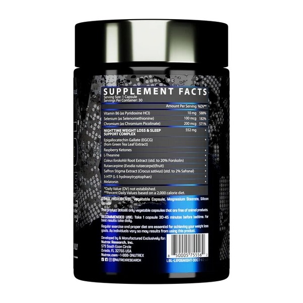 Жиросжигатель Nutrex Research Lipo-6 Black NightTime Ultra Concentrate, 30 капсул. Фото 3