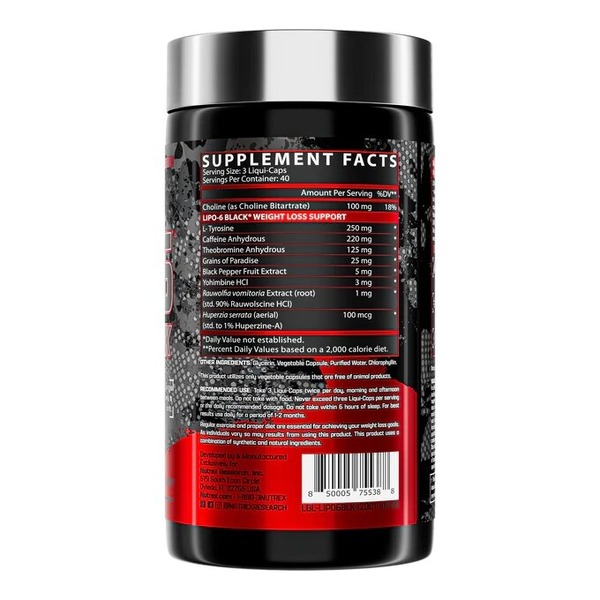 Жиросжигатель Nutrex Research Lipo-6 Black Extreme Potency, 120 капсул. Фото 3