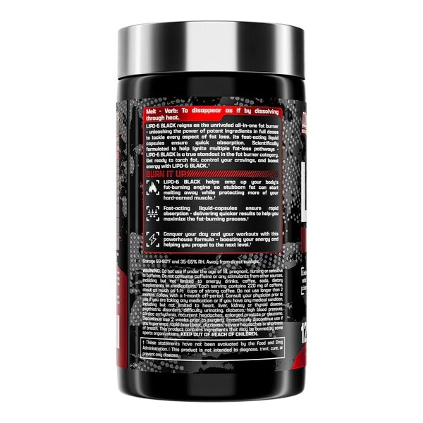 Жиросжигатель Nutrex Research Lipo-6 Black Extreme Potency, 120 капсул. Фото 2