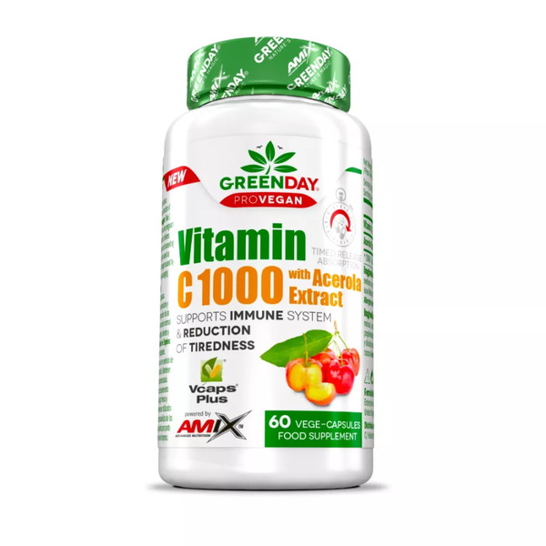 Вітаміни та мінерали AMIX GreenDay ProVegan Vitamin C 1000 mg with Acerola, 60 капсул