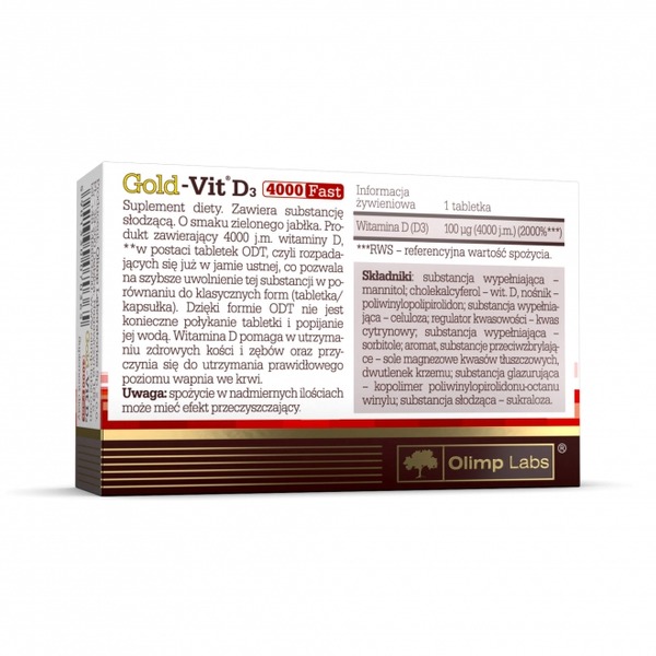 Витамины и минералы Olimp Sport Nutrition Gold-Vit D3 4000 Fast, 90 таблеток. Фото 2