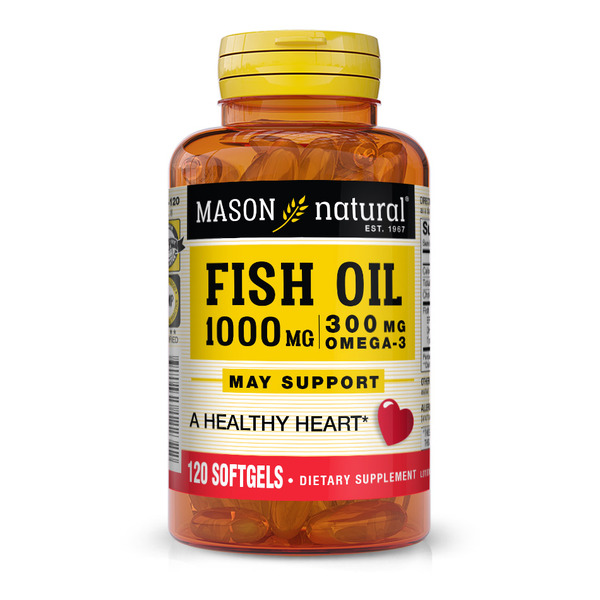 Жирні кислоти Mason Natural Fish Oil 1000 mg Omega-3 300 mg, 120 капсул