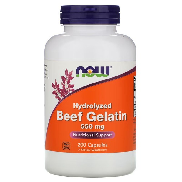 Препарат для суглобів і зв'язок NOW Beef Gelatin 550 mg, 200 капсул