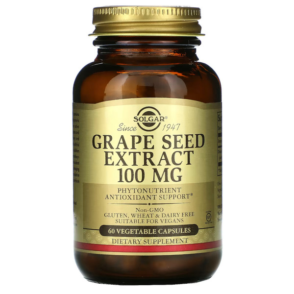 Натуральна добавка Solgar Grape Seed Extract 100 mg, 60 вегакапсул