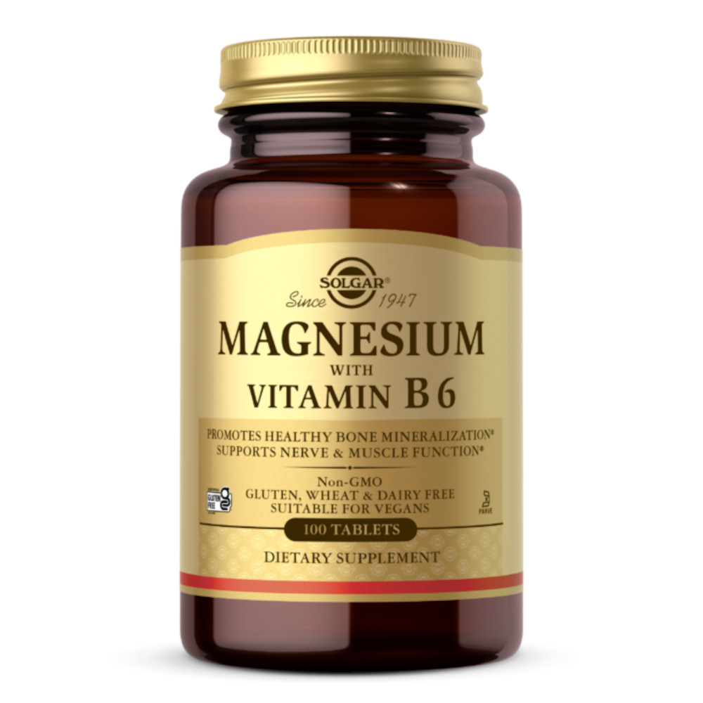 Вітаміни та мінерали Solgar Magnesium with Vitamin B6, 100 таблеток