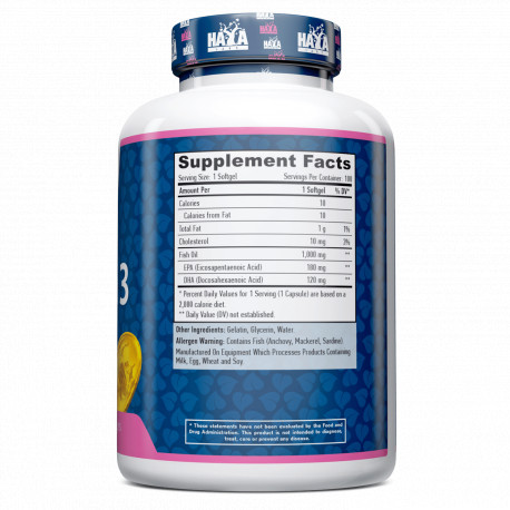 Жирні кислоти Haya Labs Omega 3 1000 mg, 100 капсул. Фото 2