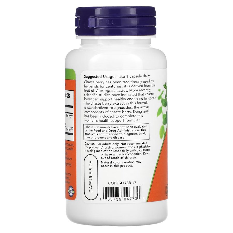 Натуральна добавка NOW Chaste Berry Vitex 300 mg, 90 вегакапсул. Фото 3