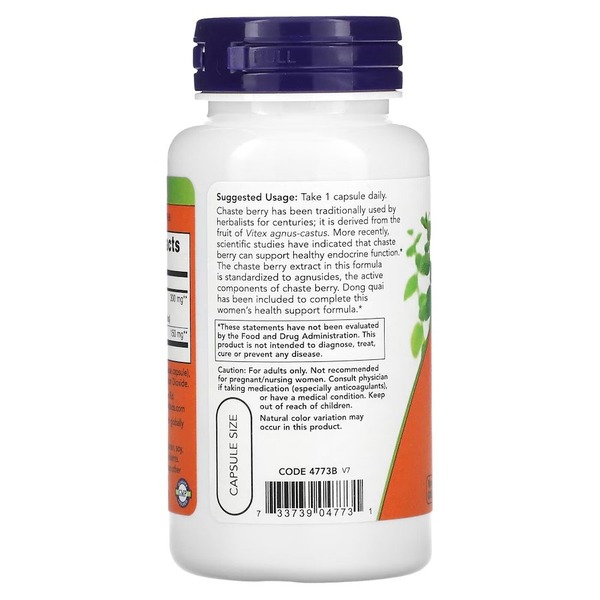 Натуральна добавка NOW Chaste Berry Vitex 300 mg, 90 вегакапсул. Фото 3