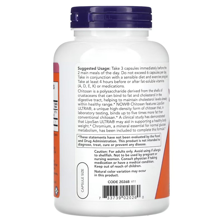 Натуральна добавка NOW Chitosan Plus 500 mg, 240 капсул. Фото 3