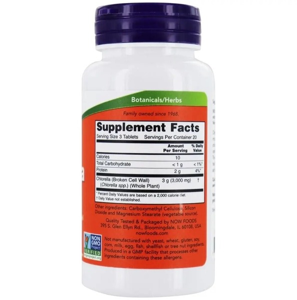 Натуральная добавка NOW Chlorella 1000 mg, 60 таблеток. Фото 2