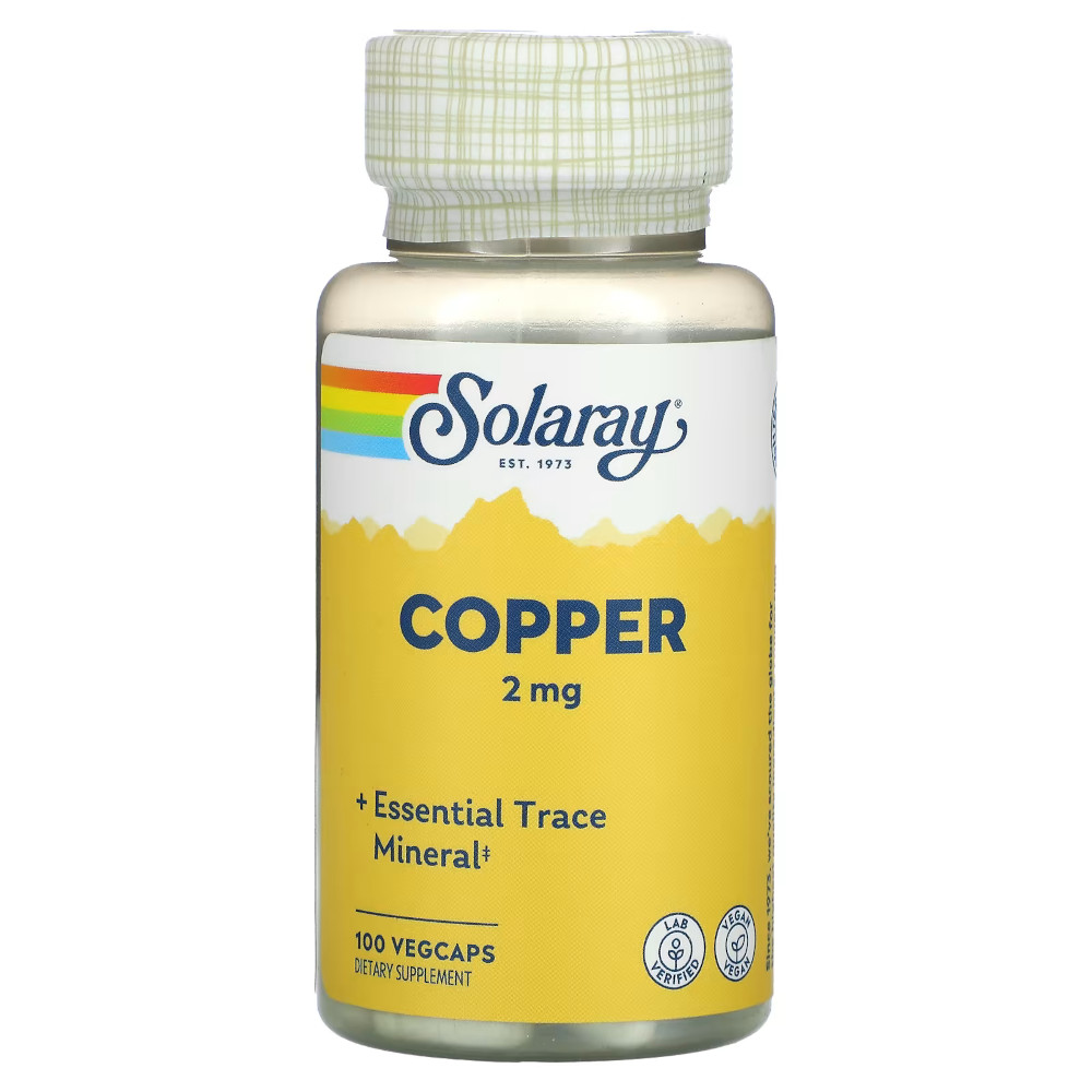 Витамины и минералы Solaray Copper 2 mg, 100 капсул