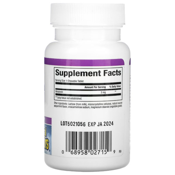 Натуральная добавка Natural Factors Melatonin 3 mg, 90 жевательных таблеток. Фото 2