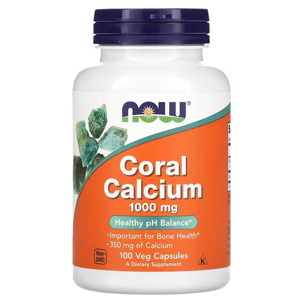 Вітаміни та мінерали NOW Coral Calcium 1000 mg, 100 вегакапсул