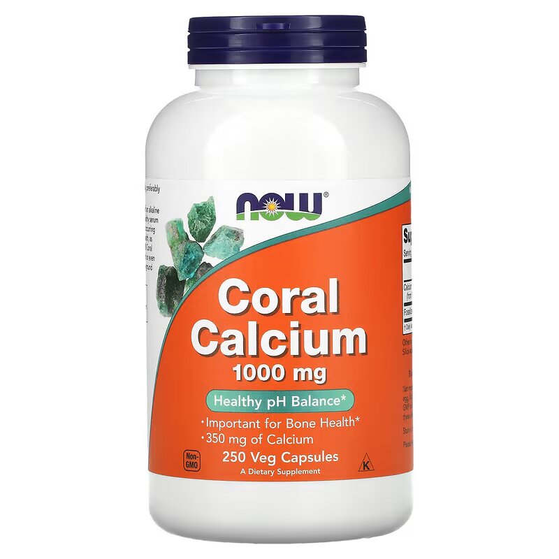 Вітаміни та мінерали NOW Coral Calcium 1000 mg, 250 вегакапсул