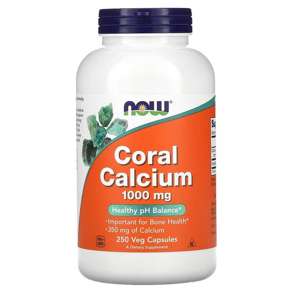 Витамины и минералы NOW Coral Calcium 1000 mg, 250 вегакапсул