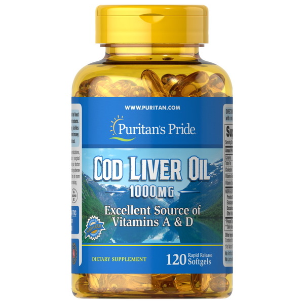 Жирні кислоти Puritan's Pride Cod Liver Oil 1000 mg, 120 капсул