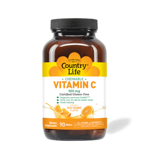 Витамины и минералы Country Life Vitamin C 500 mg, 90 жевательных таблеток