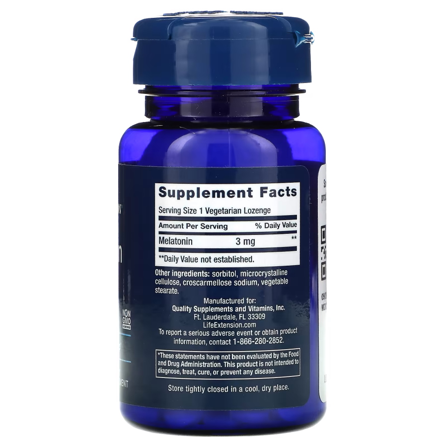 Натуральная добавка Life Extension Melatonin 3 mg, 60 леденцов. Фото 2