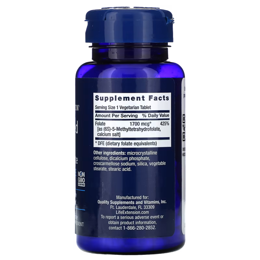 Вітаміни та мінерали Life Extension Optimized Folate 1700 mcg, 100 таблеток. Фото 2