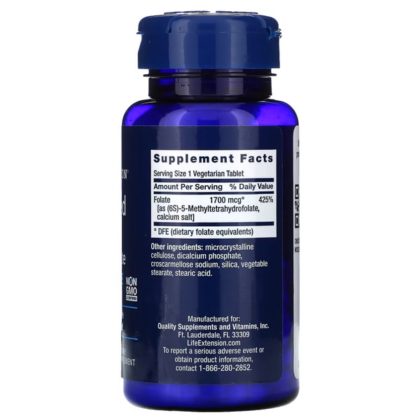 Вітаміни та мінерали Life Extension Optimized Folate 1700 mcg, 100 таблеток. Фото 2
