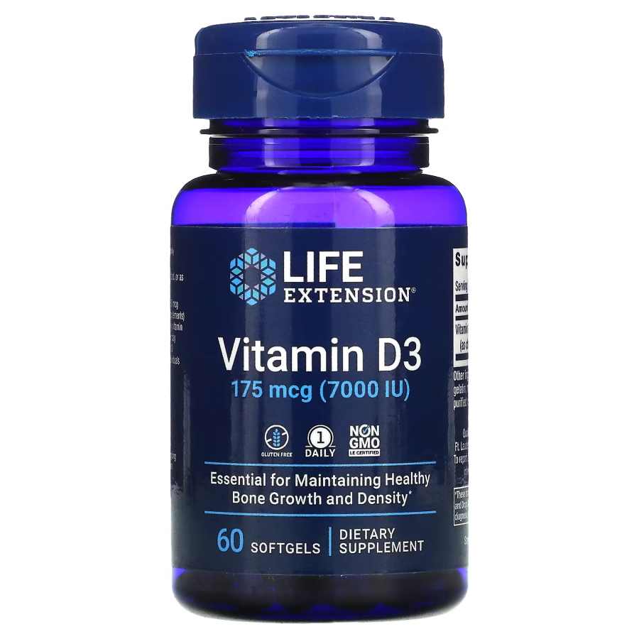 Витамины и минералы Life Extension Vitamin D3 7000 IU, 60 капсул