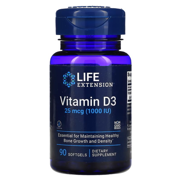 Витамины и минералы Life Extension Vitamin D3 1000 IU, 90 капсул