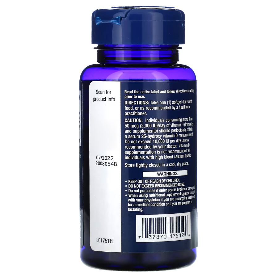 Витамины и минералы Life Extension Vitamin D3 1000 IU, 250 капсул. Фото 3