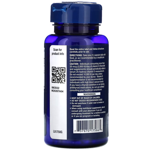 Вітаміни та мінерали Life Extension Vitamin D3 5000 IU with Sea-Iodine, 60 капсул. Фото 3