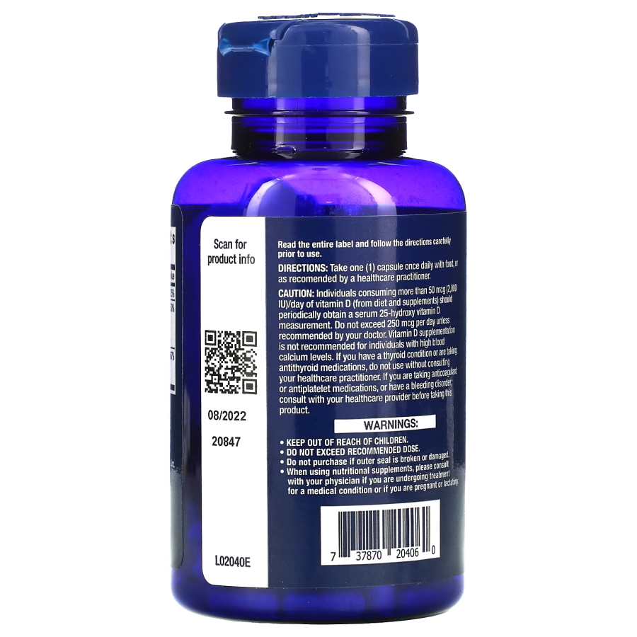 Вітаміни та мінерали Life Extension Vitamins D and K with Sea-Iodine, 60 капсул. Фото 3