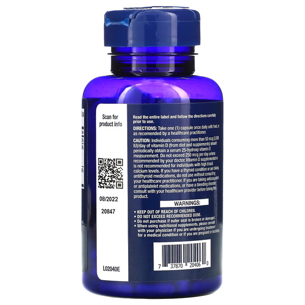 Вітаміни та мінерали Life Extension Vitamins D and K with Sea-Iodine, 60 капсул. Фото 3