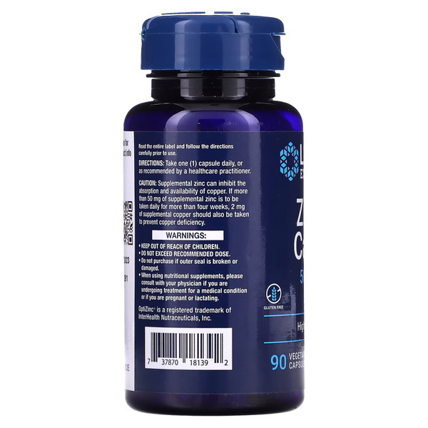 Витамины и минералы Life Extension Zinc 50 mg, 90 вегакапсул. Фото 3