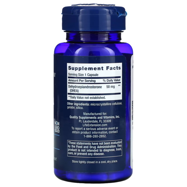 Стимулятор тестостерона Life Extension DHEA 50 mg, 60 вегакапсул. Фото 2