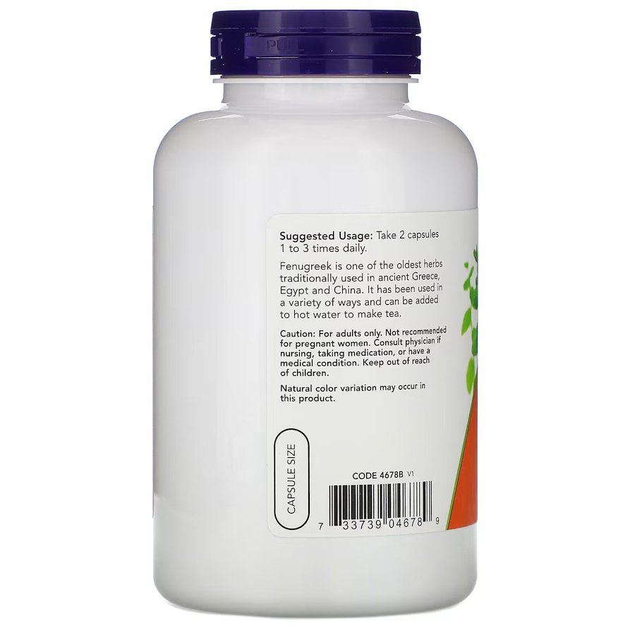 Натуральна добавка NOW Fenugreek 500 mg, 250 капсул. Фото 3