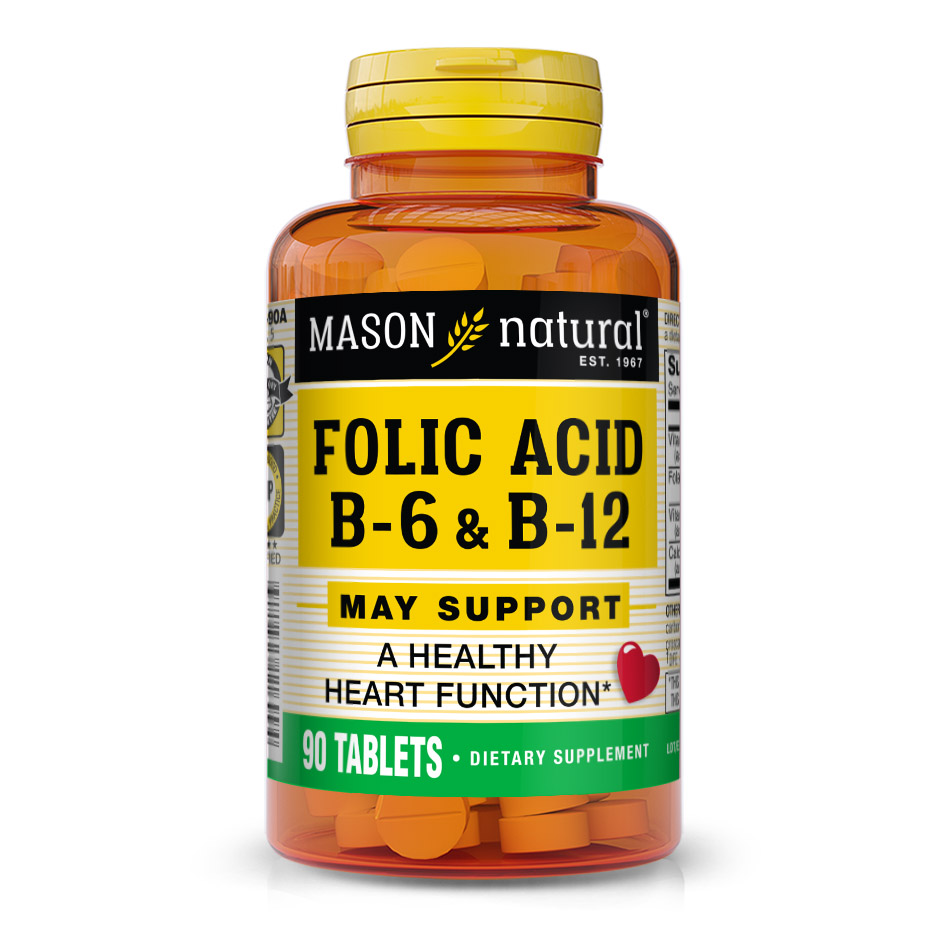 Вітаміни та мінерали Mason Natural Folic Acid B6 & B12, 90 таблеток