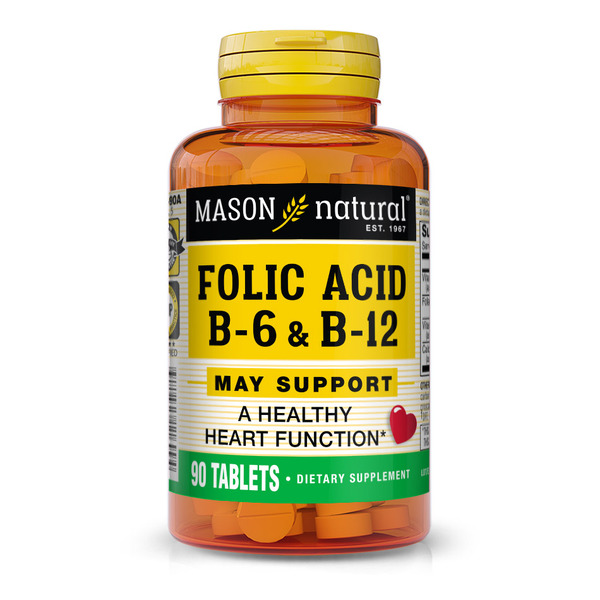 Вітаміни та мінерали Mason Natural Folic Acid B6 & B12, 90 таблеток