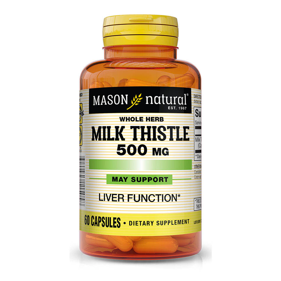 Натуральна добавка Mason Natural Milk Thistle 500 mg Whole Herb, 60 капсул
