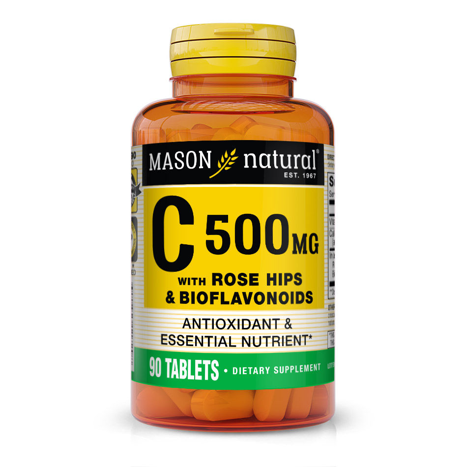Вітаміни та мінерали Mason Natural Vitamin C 500 mg with Rose Hips and Bioflavonoids Complex, 90 таблеток