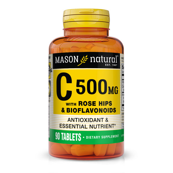 Вітаміни та мінерали Mason Natural Vitamin C 500 mg with Rose Hips and Bioflavonoids Complex, 90 таблеток