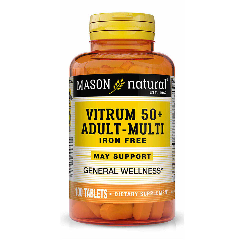Вітаміни та мінерали Mason Natural Vitrum 50 + Adult-Multi Iron Free, 100 таблеток