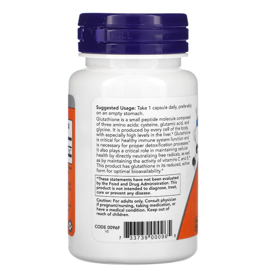 Аминокислота NOW Glutathione 250 mg, 60 вегакапсул. Фото 3
